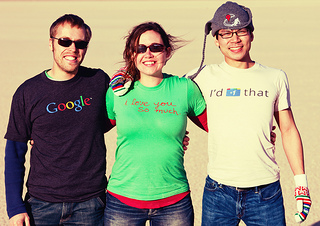 3 Google Folks Wearing Share T-Shirts