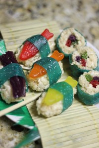 Mission-related candy sushi -- clever idea for ocean-themed treats from Monterey Bay Aquarium