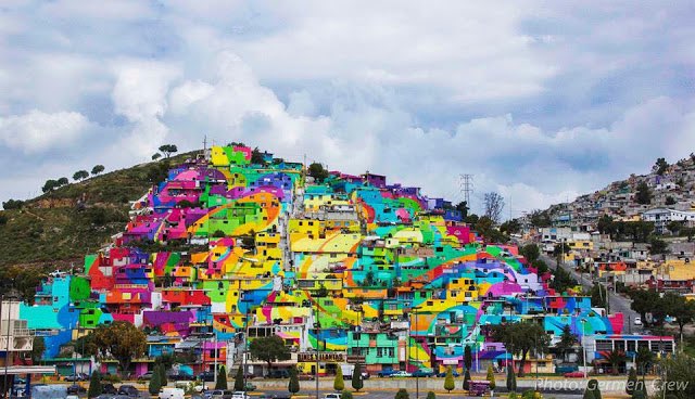 Palmitas, Mexico transformed into a 215,000 square-foot rainbow