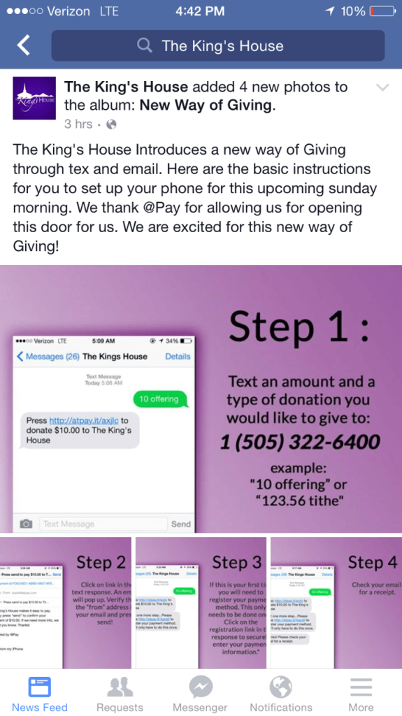 10 Secrets to Help any Nonprofit Rock Mobile Fundraising - Facebook example