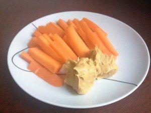 carrot sticks with peanut butter dip