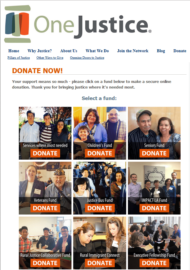 Donation Landing Page One Justice
