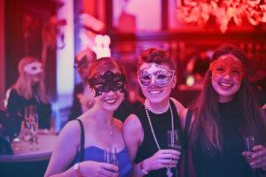 Event guests wearing masks