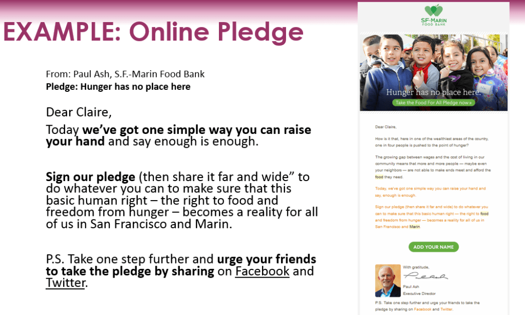 Online pledge example