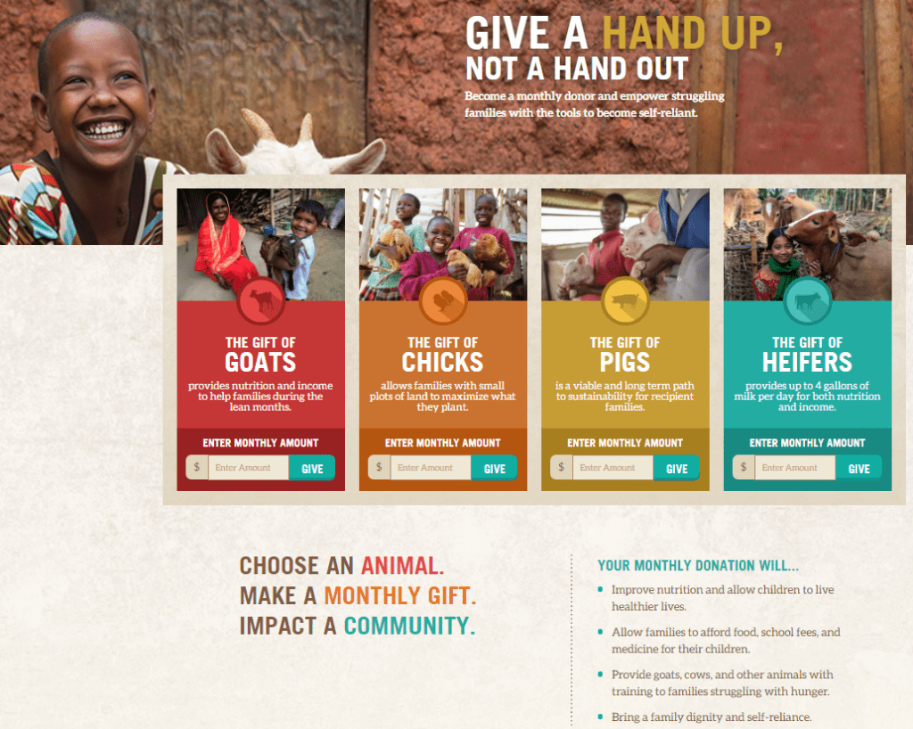 Heifer Monthly Giving Donation Page