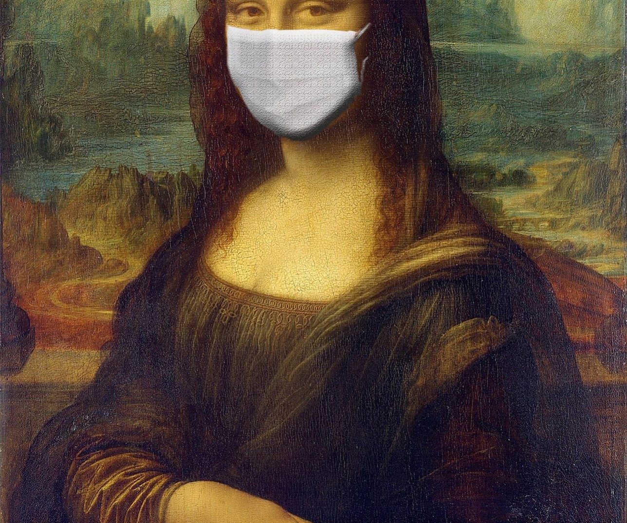 Mona Lisa with face mask