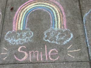 Chalk rainbow and smile drawing
