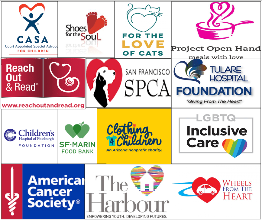 Collage of nopnprofit heart logos