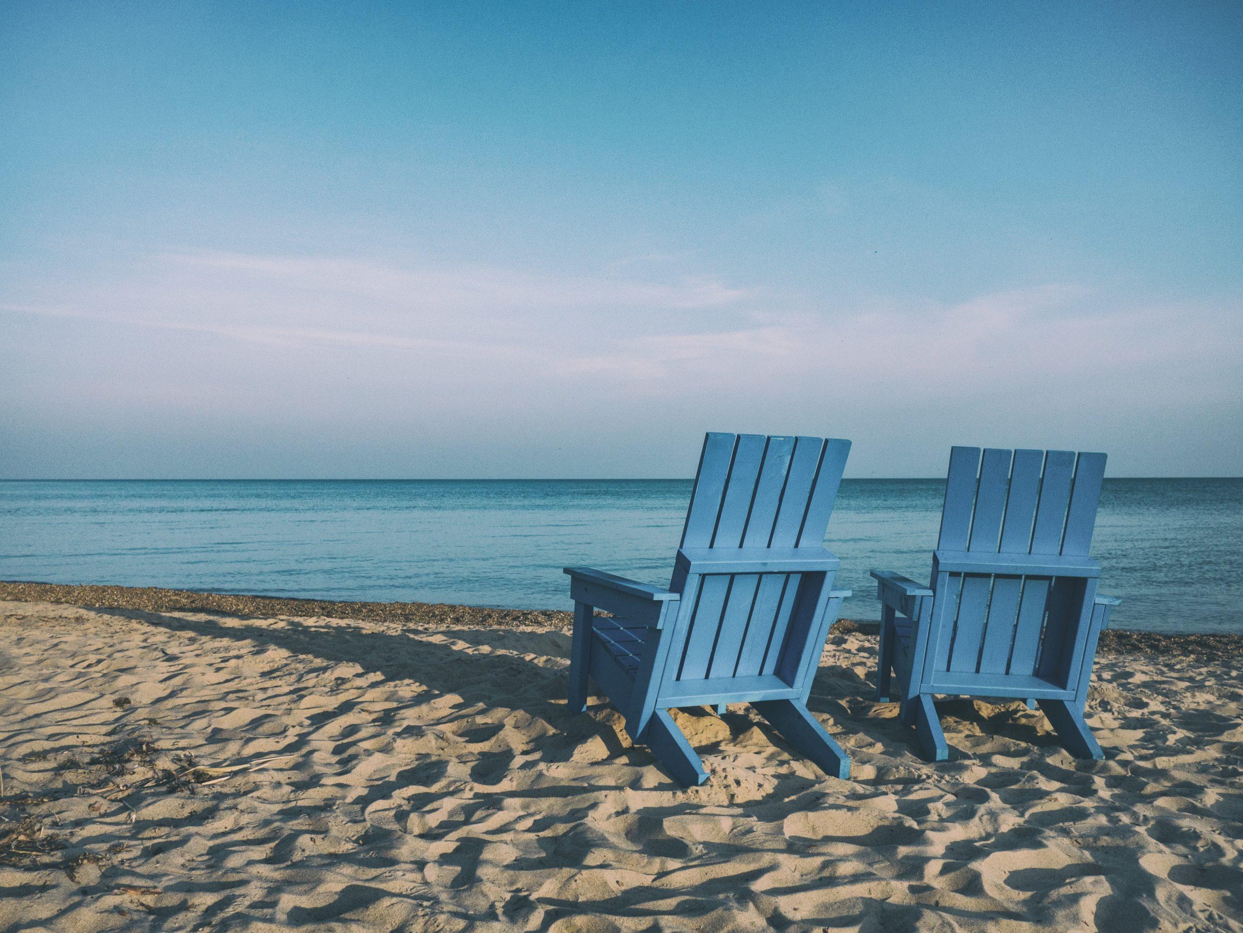 beach chairs at ocean