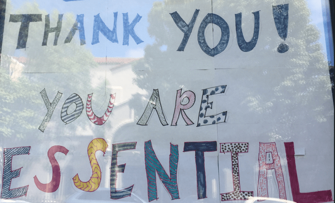 "Thank You You Are Essential" sign