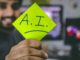 Person holding AI post-it note