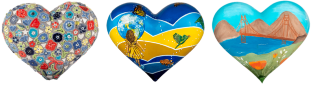 Three-San-Francisco-Hearts: Hope-BLooms-Connected-Poppies-by-the-Bay. Benefit for S.F. General Hospital Foundation