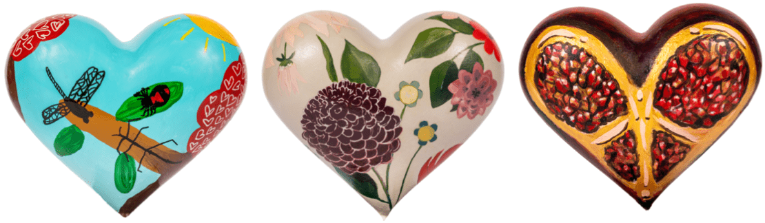 Three San Francisco Hearts: Blooming Heartree; Love of-Dahlieas; Seeds of Peace