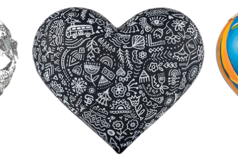 Three San Francisco Hearts: Butterfly Heart. SF Love. I LUV SF.