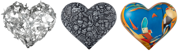 Three San Francisco Hearts: Butterfly Heart. SF Love. I LUV SF.