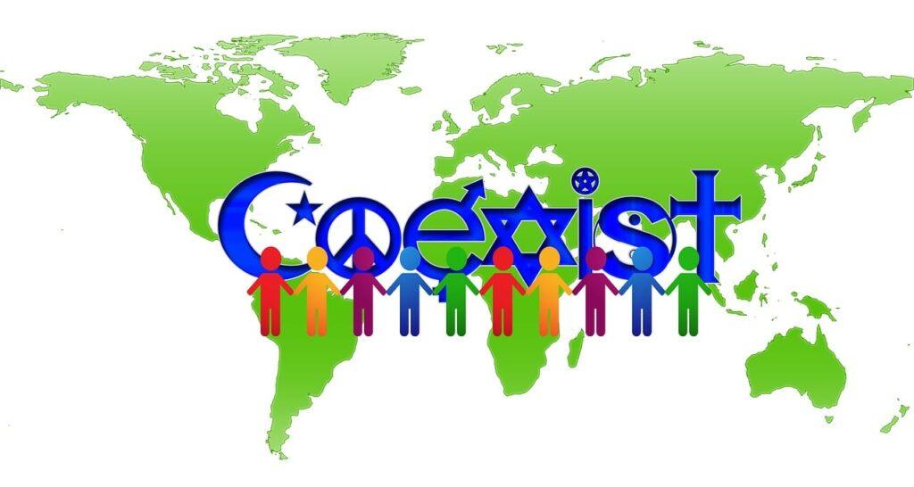 Coexist, with map of the world.