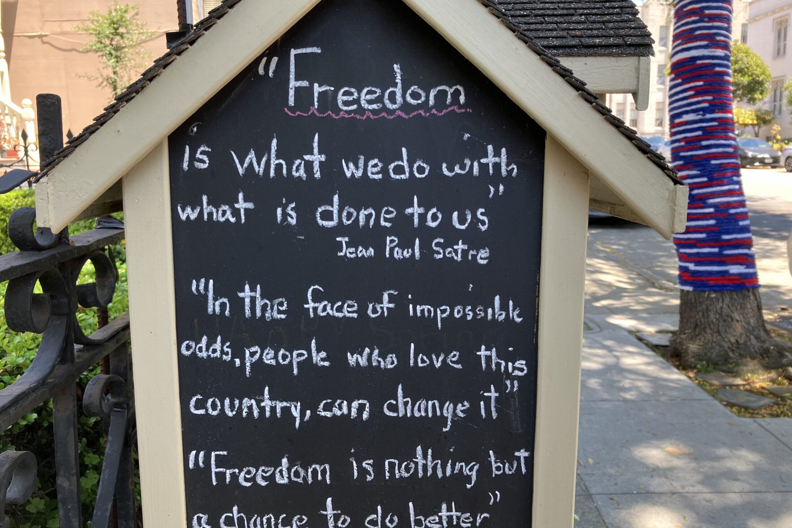 Sign pointing to freedom