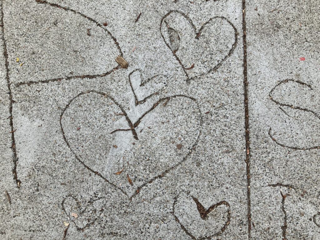 Sidewalk etching - "P.S. I love you."