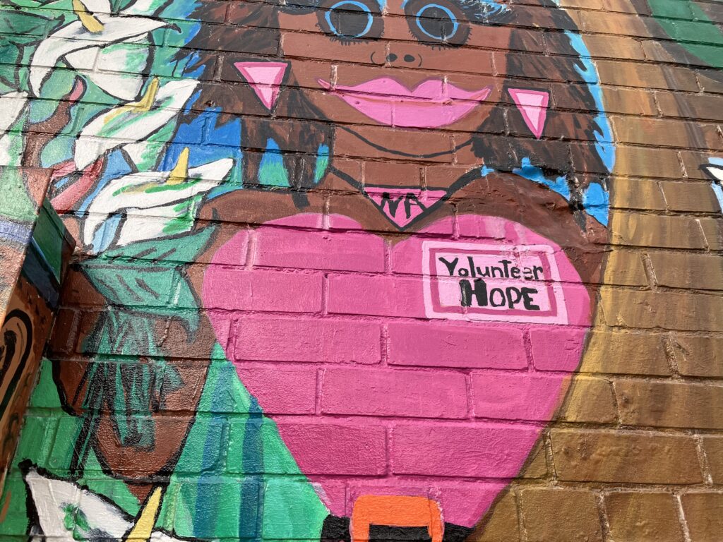 Heart lady in a mural