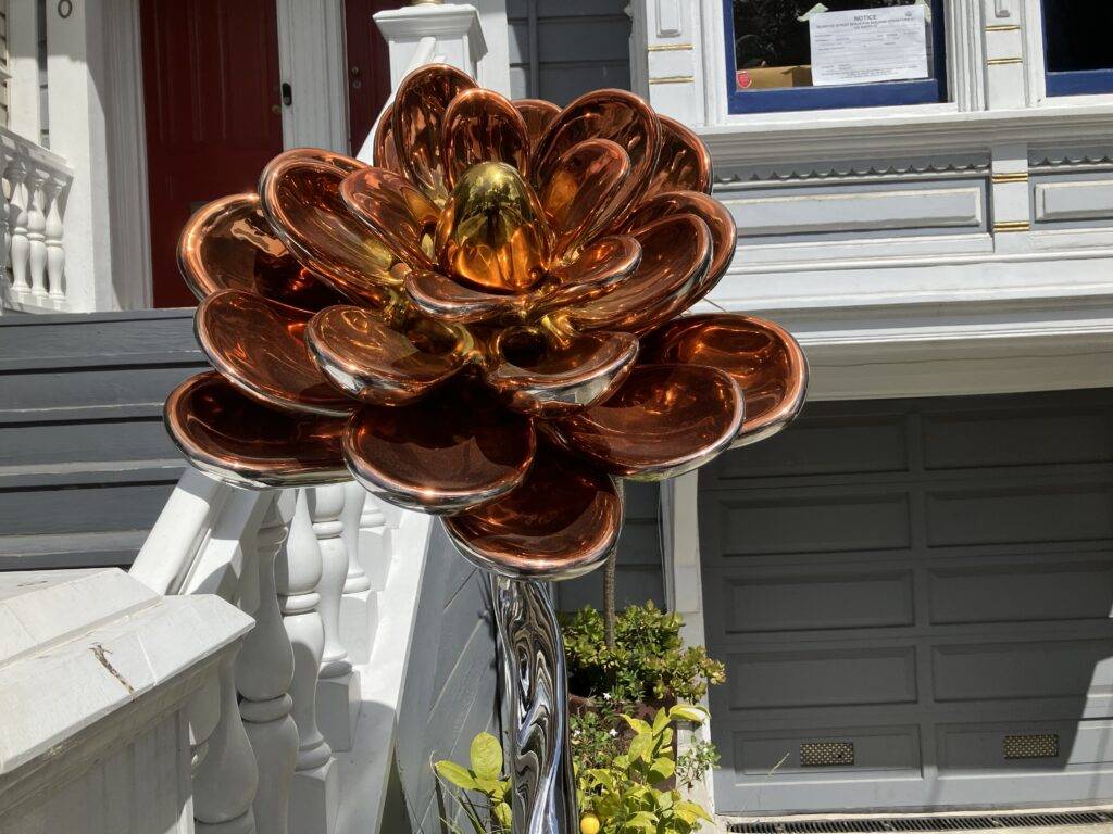 Outdoor flower sculpture
