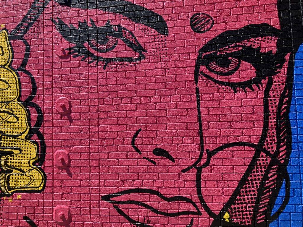 Pink Lady mural by artist Jas Charanjiva.