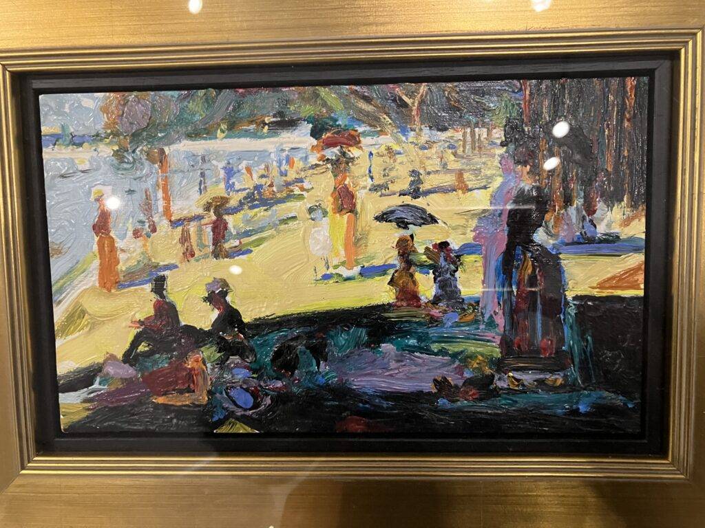 Wayne Thiebaud painting modelled on George Seurat Sunday in the Park