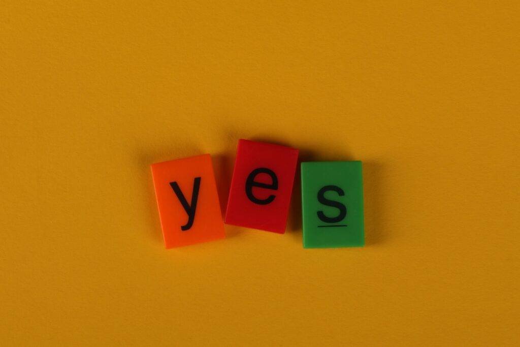 Blocks spelling YES