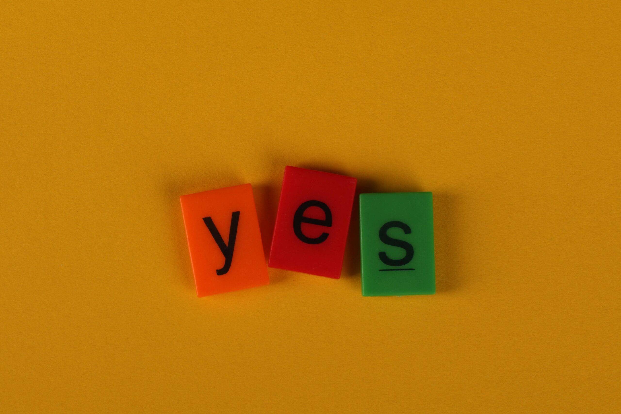 Blocks spelling YES