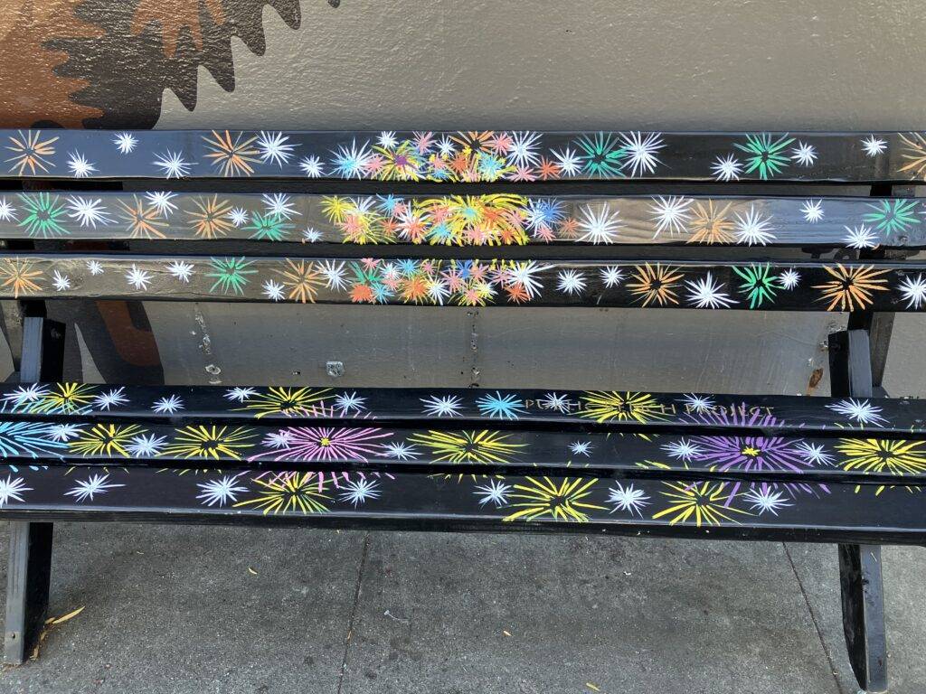 Painted public bench