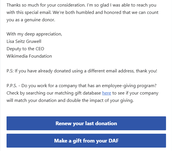 Wikipedia year-end renewal online appeal - more