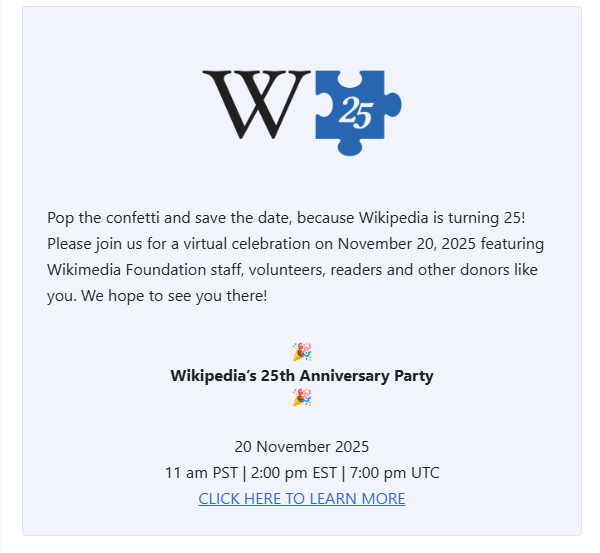 Wikipedia year-end renewal online appeal -- more