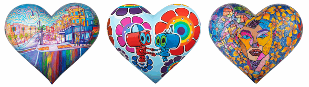 Three San Francisco Hearts: Rainbow; Love; Resilience