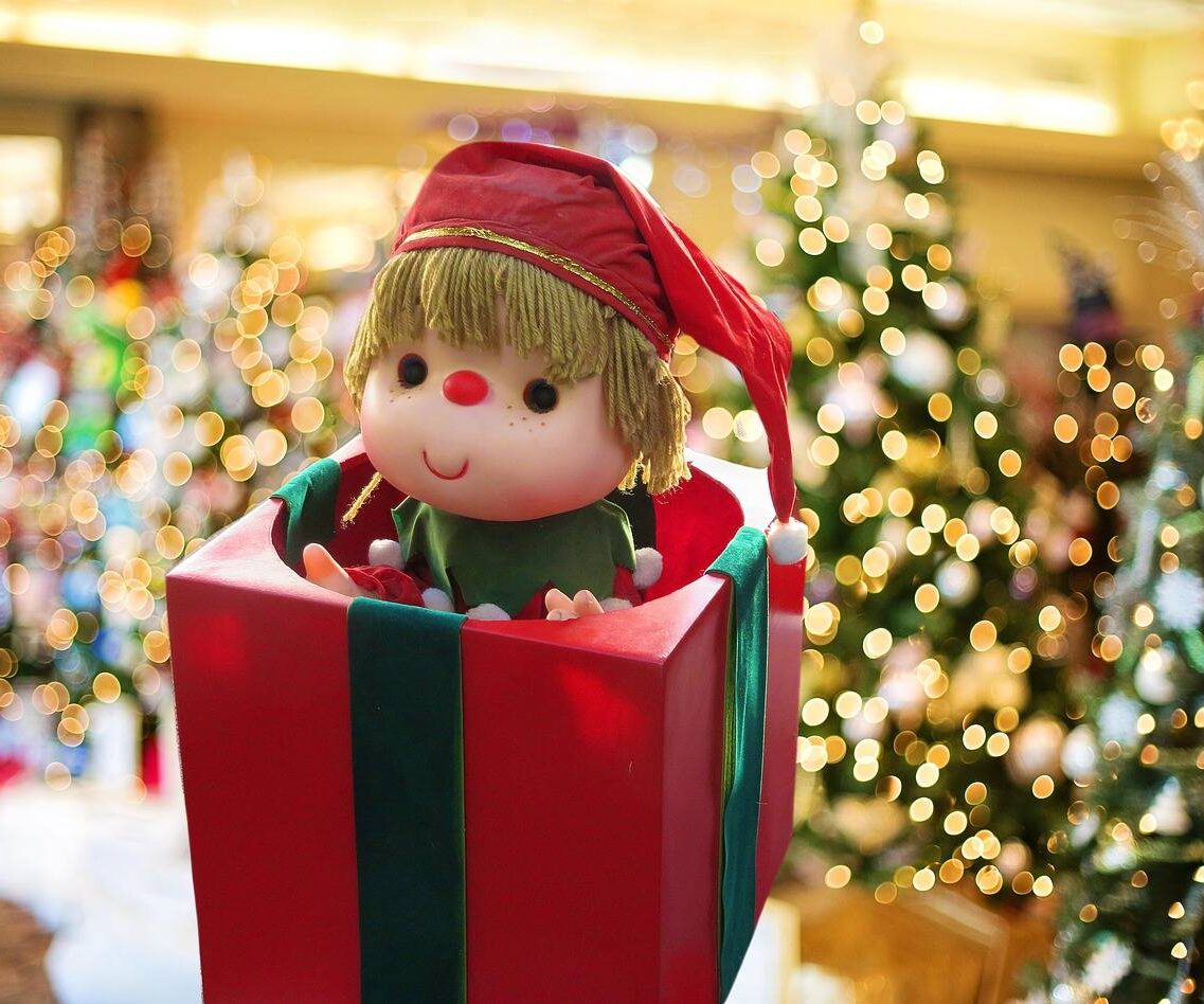 Holiday elf jack-in-the-box