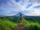 Man approaching mountain